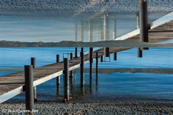 two docks in lake tahoe double exposure